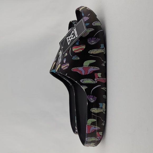 Arsenic Slide Sandals  Mushroom Print Black Size 11 - Picture 3 of 12